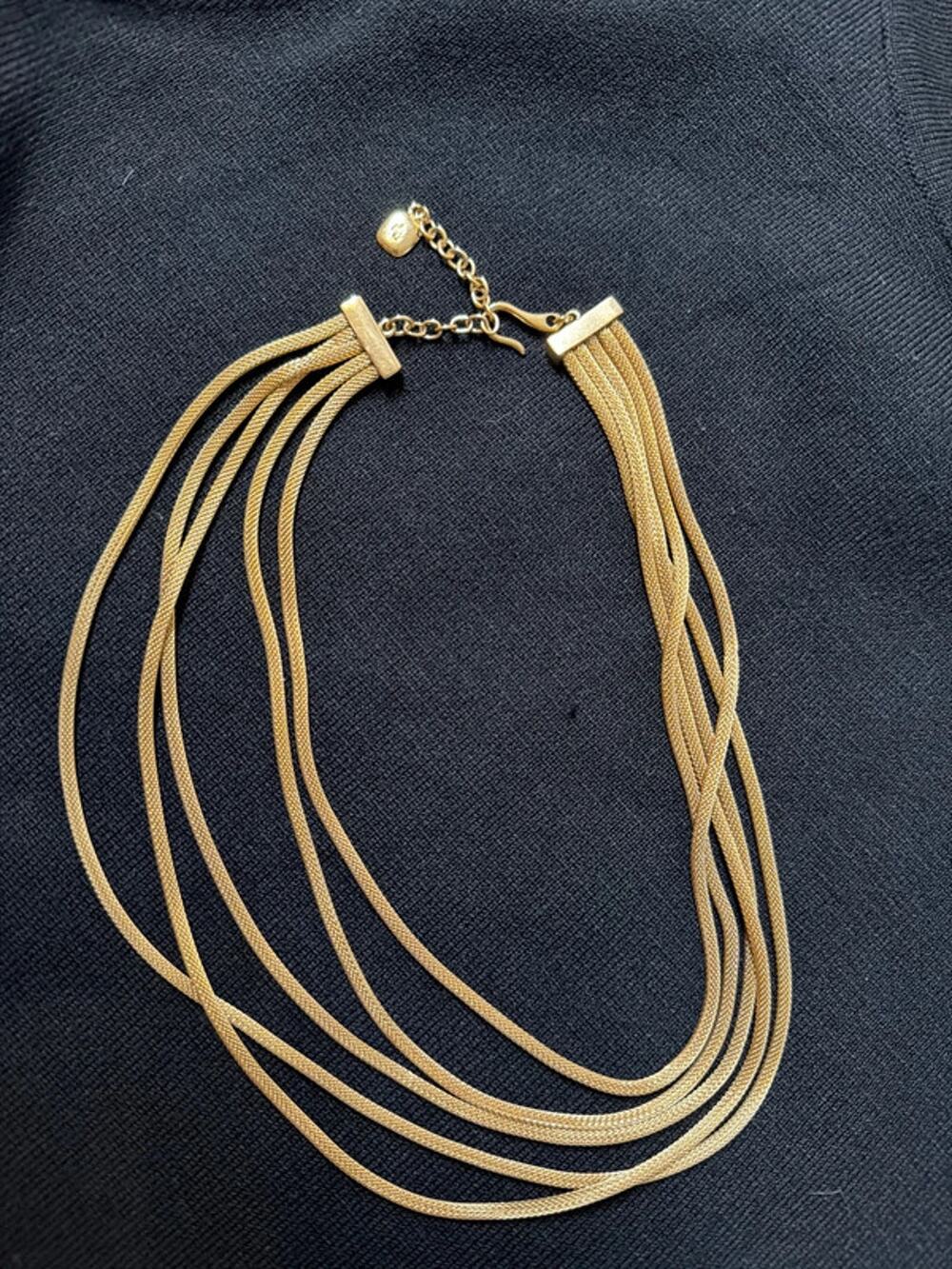 Ralph Lauren RL Gold Tone Multi-Strand Snake Chain Statement Necklace Adjustable